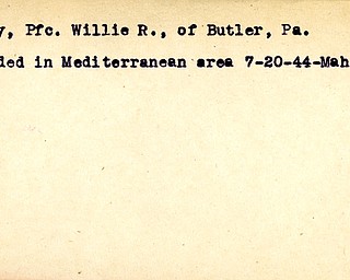World War II, Vindicator, Willie R. Alvey, Butler, wounded, Mediterranean, 1944, Mahoning, Trumbull