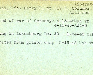 World War II, Vindicator, Harry P. Alviani, Alliance, prisoner, Germany, 1945, missing, Luxembourg, liberated, Mahoning, Trumbull