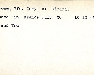 World War II, Vindicator, Tony Ambrose, Girard, wounded, France, 1944, Trumbull, Mahoning