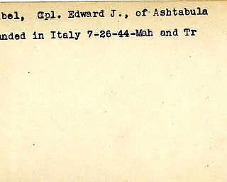 World War II, Vindicator, Edward J. Amzibel, Ashtabula, wounded, Italy, 1944, Mahoning, Trumbull