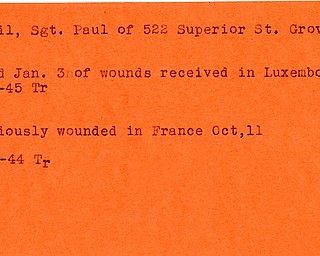 World War II, Vindicator, Paul Anctil, Grove City, wounded, France, died, Luxembourg, 1944, 1945, Trumbull