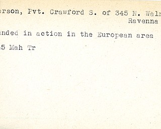 World War II, Vindicator, Crawford S. Anderson, Ravenna, wounded, Europe, 1945, Mahoning, Trumbull
