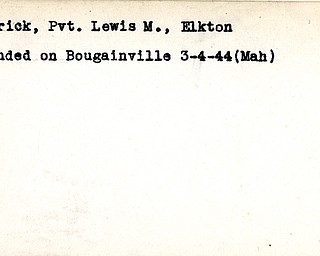 World War II, Vindicator, Lewis M. Andrick, Elkton, wounded, Bougainville, 1944, Mahoning