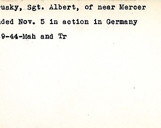 World War II, Vindicator, Albert Andrusky, Mercer, wounded, Germany, 1944, Mahoning, Trumbull