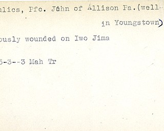 World War II, Vindicator, John Andulics, Allison, Youngstown, wounded, Iwo Jima, 1945, Mahoning, Trumbull