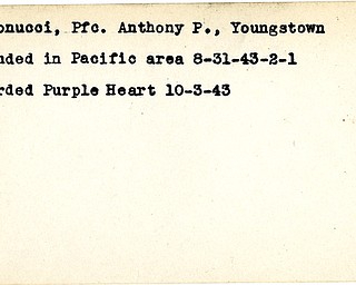 World War II, Vindicator, Anthony P. Antonucci, Youngstown, wounded, Pacific, 1943, purple heart