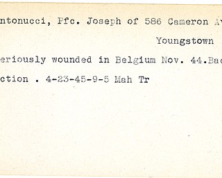 World War II, Vindicator, Joseph Antonucci, Youngstown, wounded, Belgium, 1945, Mahoning, Trumbull