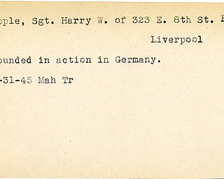 World War II, Vindicator, Harry W. Apple, East Liverpool, wounded, Germany, 1945, Mahoning, Trumbull