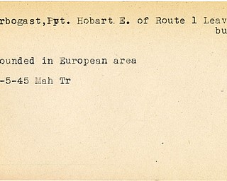 World War II, Vindicator, Hobart E. Arbogast, Leavittsburg, wounded, Europe, 1945, Mahoning, Trumbull