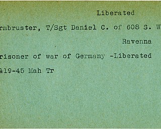 World War II, Vindicator, Daniel C. Armbruster, Ravenna, prisoner, Germany, liberated, 1945, Mahoning, Trumbull