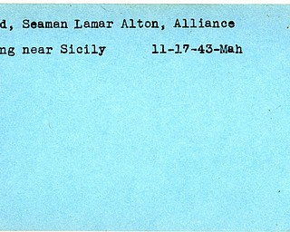 World War II, Vindicator, Lamar Alton Arnold, Seaman, Alliance, missing, 1943, Mahoning
