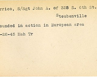 World War II, Vindicator, John A. Arrico, Steubenville, wounded, Europe, 1945, Mahoning, Trumbull