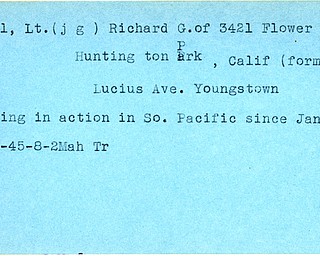 World War II, Vindicator, Richard G. Aubel, Huntington Park, California, Youngstown, missing, Pacific, 1945, Trumbull, Mahoning
