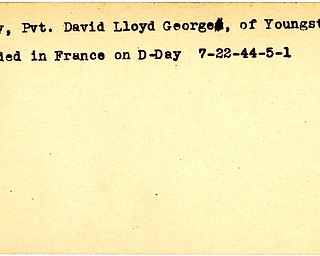 World War II, Vindicator, David Lloyd George Avery, Youngstown, wounded, France, D-day, 1944