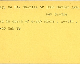 World War II, Vindicator, Charles Bailey, New Castle, killed, plane crash, Texas, 1945, Mahoning, Trumbull