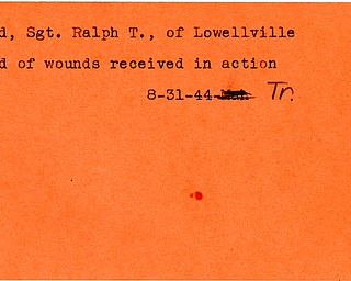World War II, Vindicator, Ralph T. Baird, Lowellville, died, killed, 1944, Trumbull