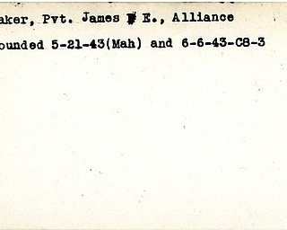 World War II, Vindicator, James E. Baker, Alliance, wounded, 1943, Mahoning