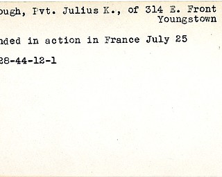 World War II, Vindicator, Julius K. Balough, Youngstown, wounded, France, 1944