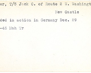 World War II, Vindicator, Jack C. Barber, New Castle, wounded, Germany, 1945, Mahoning, Trumbull