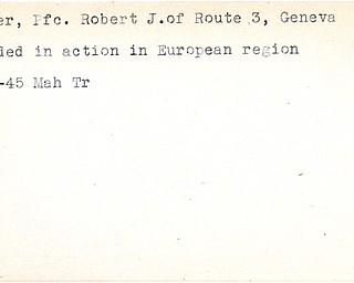World War II, Vindicator, Robert J. Barber, Geneva, wounded, Europe, 1945, Mahoning, Trumbull