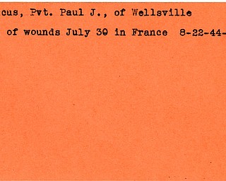 World War II, Vindicator, Paul J. Barcus, Wellsville, killed, wounded, France, 1944, Mahoning