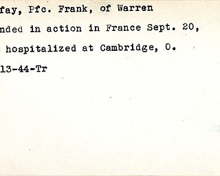 World War II, Vindicator, Frank Barfay, Warren, wounded, France, 1944, Trumbull
