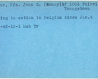 World War II, Vindicator, John G. Barger, Sonny, Youngstown, missing, Belgium, 1945, Mahoning, Trumbull