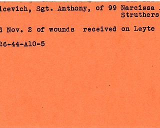 World War II, Vindicator, Anthony Baricevich, Struthers, killed, wounded, Leyte, 1944