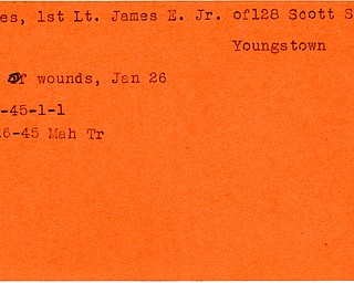 World War II, Vindicator, James E. Barnes, Youngstown, killed, wounded, 1945, Mahoning, Trumbull