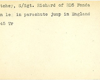 World War II, Vindicator, Richard Bartchey, wounded, parachute jump, England, 1945, Trumbull