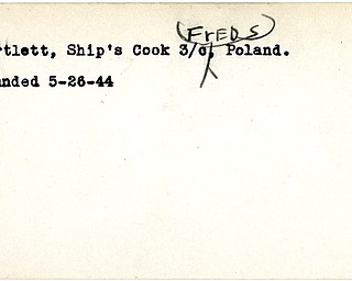 World War II, Vindicator, Fred S. Bartlett, Ship's Cook, Poland, wounded, 1944
