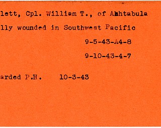 World War II, Vindicator, William T. Bartlett, Ashtabula, wounded, killed, Pacific, 1943, award