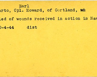 World War II, Vindicator, Earl Howard Barto, Cortland, wounded, died, Navy, 1944