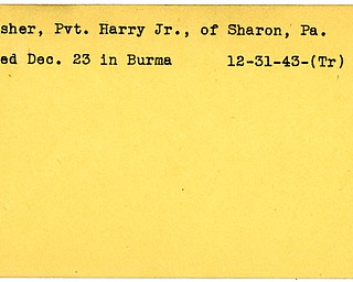 World War II, Vindicator, Harry Basher Jr, died, Sharon, Burma, Trumbull, 1943