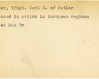 World War II, Vindicator, Carl G. Bauer, Butler, wounded, Europe, Mahoning, Trumbull, 1945