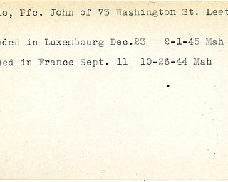 World War II, Vindicator, John Baulo, Leetonia, wounded, Luxembourg, 1945, Mahoning, France, 1944