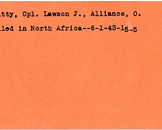 World War II, Vindicator, Lawson J. Beatty, Alliance, killed, Africa, 1943