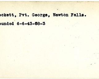 World War II, Vindicator, George Beckett, Newton Falls, wounded, 1943