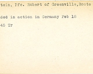 World War II, Vindicator, Robert Beckstein, Greenville, wounded, Germany, 1945, Trumbull