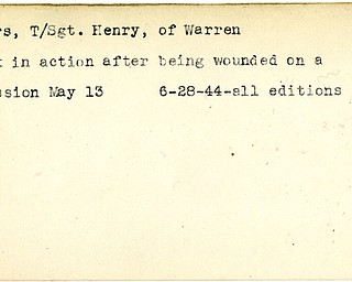 World War II, Vindicator, Henry Beers, Warren, wounded, 1944, all editions