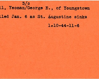 World War II, Vindicator, George E. Beil, Youngstown, killed, St. Augustine, 1944