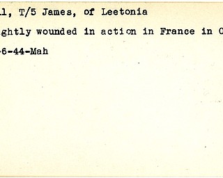 World War II, Vindicator, James Bell, Leetonia, wounded, France, 1944, Mahoning
