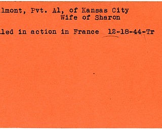 World War II, Vindicator, Al Bellmont, Kansas City, Sharon, killed, France, 1944, Trumbull