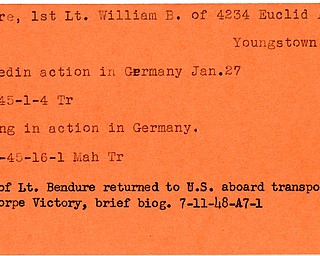 World War II, Vindicator, William B. Bendure, Youngstown, killed, Germany, 1945, Trumbull, missing, Mahoning, 1948