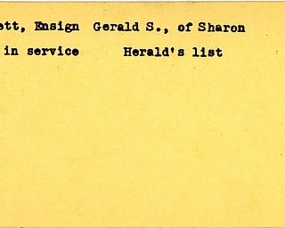 World War II, Vindicator, Gerald S. Bennett, Sharon, died, Harolds list