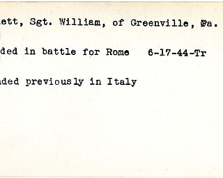 World War II, Vindicator, William Bennett, Greenville, wounded, Rome, Italy, 1944, Trumbull