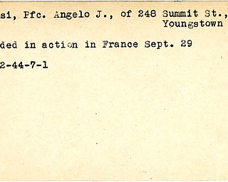 World War II, Vindicator, Angelo J. Berasi, Youngstown, wounded, France, 1944