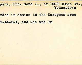 World War II, Vindicator, Gene A. Bergana, Youngstown, wounded, Europe, 1944, Trumbull, Mahoning