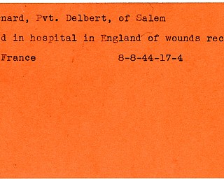 World War II, Vindicator, Delbert Bernard, Salem, died, killed, wounded, France, 1944