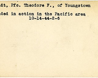 World War II, Vindicator, Theodore F. Berndt, Youngstown, wounded, Pacific, 1944